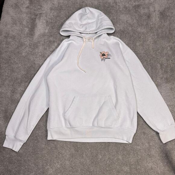 Billabong White Graphic Hoodie Size Large Y2K Surfwear 2000s Graphic Skater - Picture 3 of 7